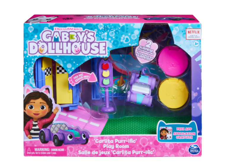 Gabby’s Dollhouse Carlita Play Room – playset original com figura e cenário