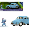 Miniatura Volkswagen Beetle Lilo & Stitch azul – Disney die-cast colecionável