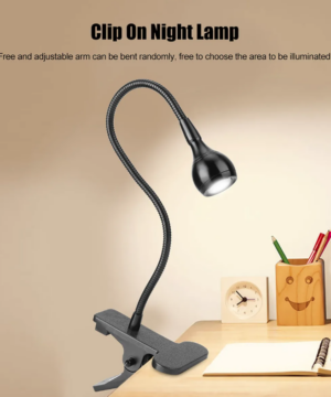 Luminária LED com clipe e braço flexível para leitura