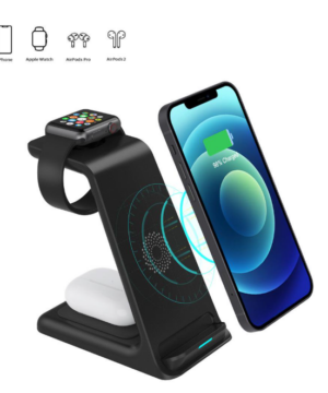 Estação de carregamento wireless 3 em 1 para iPhone, Watch e AirPods