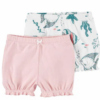 Kit com 2 shorts Carter’s bebê menina – algodão 100% ribana