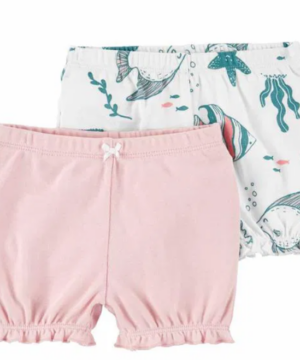 Kit com 2 shorts Carter’s bebê menina – algodão 100% ribana