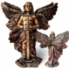 Escultura de anjo com asas douradas em resina bronze estilo C