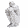 Escultura abstrata estilo Thinker branca em resina