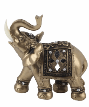 Estátua de elefante dourado Feng Shui Mkoaceer em resina
