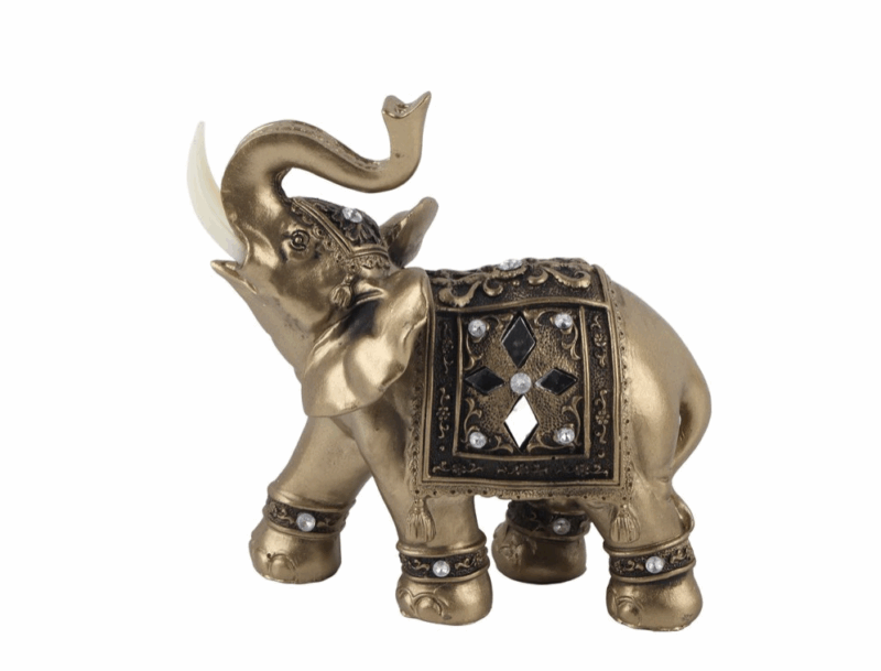 Estátua de elefante dourado Feng Shui Mkoaceer em resina