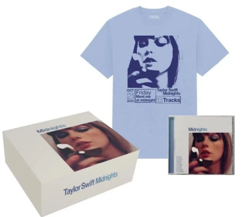 Taylor Swift Midnights Box Set com camiseta P – Edição Exclusiva Capital One