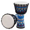 Djembe Africano AKLOT com pele de cabra e estampa floral azul
