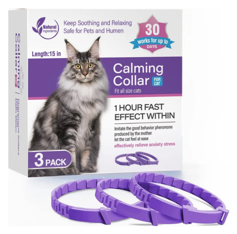 Coleira calmante com feromônio para gatos – Kit com 3 unidades