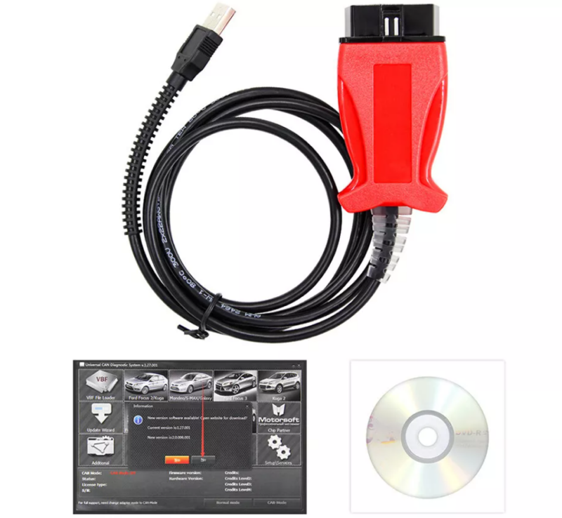 Cabo UCDS Pro+ com CDs para diagnóstico Ford OBD2