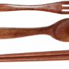 Kit de talheres de madeira natural com hashis