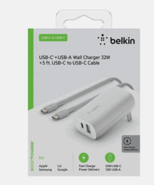 Carregador Belkin USB-C + USB-A 32W com cabo