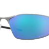 Oakley Men's OO4141 Whisker Oval Sunglasses, Satin Chrome/Prizm Sapphire Iridium Polarized, 60 mm