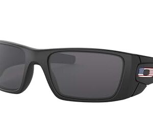Oakley Mens OO9096 Fuel Cell Rectangular Sunglasses, Matte Black USA Flag Icon/Grey, 60 mm
