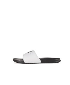 Nike Unisex Benassi JDI Sport Sandal, White/Black/Black, 9 US Men