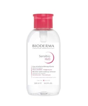 Bioderma Sensibio H2O Micellar Water Pump, Makeup Remover Cleanser, Gentle for Skin, Fragrance-Free & Alcohol-Free, Gentle Face Cleanser for Sensitive Skin, 16.9 Fl Oz