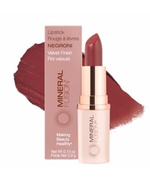 Mineral Fusion Long-Lasting Lipstick, Vivid & Smudge-Free Lip Color with Avocado Oil, Cocoa Seed Butter, Free of FD&C Dyes, Paraben and Gluten, Negroni