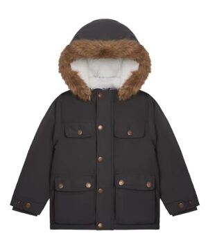 Carter's Boys' Warm Winter Parka Hooded Jacket, Dark Grey