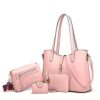 Women Fashion Handbags Wallet Tote Bag Shoulder Bag Top Handle Satchel Purse Set 4pcs Pink-l