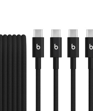 Beats USB-C to USB-C Woven Cable 2 Pack Fast Charging Durable/Tangle-Free Compatible Charger for Apple & Android Devices (1.5 m, 5 ft) - Bolt Black