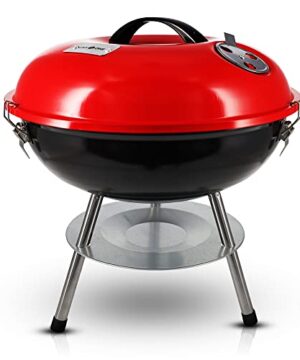 Gas One – 14-inch Portable Barbecue Grill with 3-Point Locking Lid for Heat Preservation – Dual Venting System – Small Charcoal Grill for Backyard, Camping, Boat