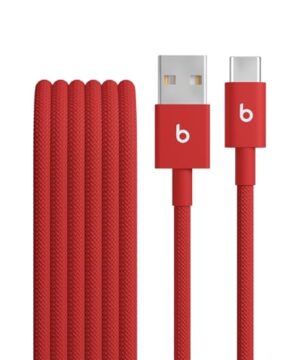 Beats USB-A to USB-C Woven Cable Fast Charging Durable and Tangle-Free Design Compatible Charger for Apple & Android Devices (1.5 m, 5 ft) - Rapid Red