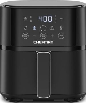 Chefman Air Fryer – 4 QT Compact Airfryer for Quick & Easy Meals in Minutes, Features Hi-Fry Technology for Extra Crisp, Touchscreen Controls with 4 Presets, Nonstick & Dishwasher Safe Basket - Black