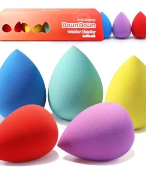 BEAKEY Makeup Sponge Set 5 Pack Micro Porous Low Absorption Soft Latex Free Foundation Beauty Sponges & Blenders for Powder Cream