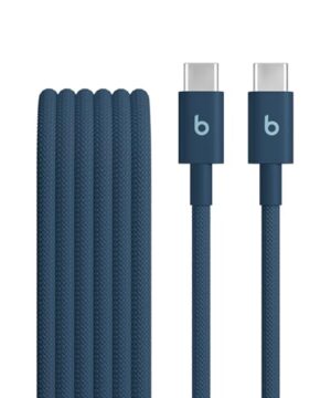 Beats USB-C to USB-C Woven Cable Fast Charging Durable/Tangle-Free Compatible Charger for Apple & Android Devices (1.5 m, 5 ft) - Nitro Navy