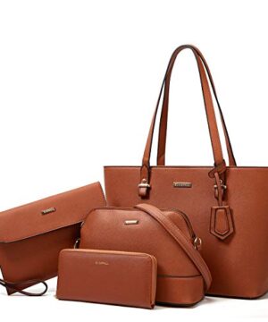 Women Fashion Handbags Wallet Tote Bag Shoulder Bag Top Handle Satchel Purse Set 4pcs