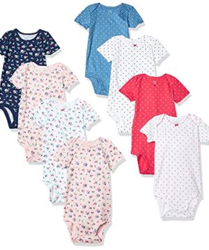 Carter's Baby Girl's 8 Pack Short Sleeve Bodysuits Shirt, Floral dot, Preemie