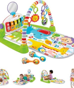 Fisher-Price Baby Playmat Deluxe Kick & Play Piano Gym for Learning & 2 Maracas Soft Rattles for Newborn to Toddler Play Ages 0+ Months