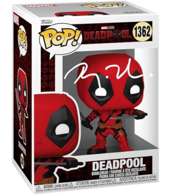 Ryan Reynolds Deadpool 3#1362 Facsimile Signed Reprint Laser Autographed Funko POP! Movies Marvel Universe Figurine with Protector Case