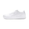 PUMA Womens Carina Leather Sneaker, White Silver, 8
