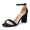 DREAM PAIRS Women's Chunk Low Heel Pump Sandals,Size 9,Black/Suede,CHUNK