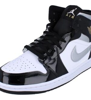 Air Jordan 1 Mid SE Men's Shoes (HV0789-010, Black/White/Metallic Gold/Metallic Silver) Size 11