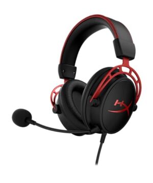 HyperX Cloud Alpha - Gaming Headset, Dual Chamber Drivers, Legendary Comfort, Aluminum Frame, Detachable Microphone, Works on PC, PS4, PS5, Xbox One/ Series X|S, Nintendo Switch and Mobile – Red