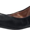 Amazon Essentials Women's Belice Slip On Ballet Flat, Black Faux Leather, 14 Wide