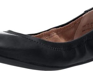 Amazon Essentials Women's Belice Slip On Ballet Flat, Black Faux Leather, 14 Wide