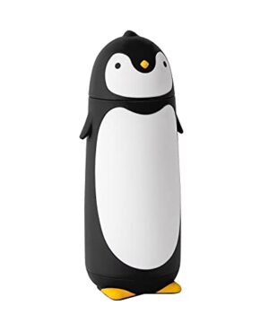 TOMLFF Penguin Stainless Steel Vacuum Thermos Travel Mug Tea Water Bottle Coffee Flask (Black)