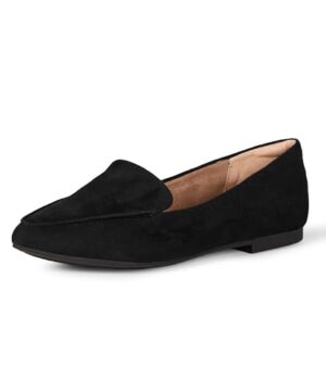 Amazon Essentials Women's Loafer Flat, Black Microsuede, 11