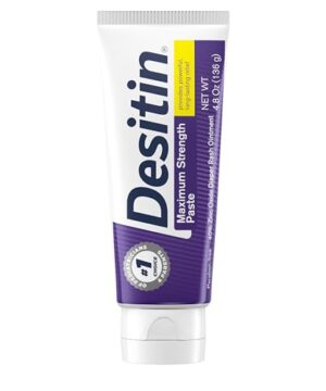 Desitin Maximum Strength Baby Diaper Rash Cream, 40% Zinc Oxide, Hypoallergenic No Added Parabens & Dyes, Protects & Relieves Baby’s Skin for Up to 12 Hours, Prevents Diaper Rash, 4.8 oz Tube