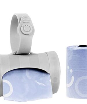 Ubbi Retractable On the Go Bag Dispenser for Travel, Diaper Bag Accessory Must Have for Newborn, Helpful Item, Baby Gift, Lavender Scented, Gray