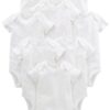 Simple Joys Kid's 8 pack short sleeve original bodysuits Shirt, White, 3-6 Months