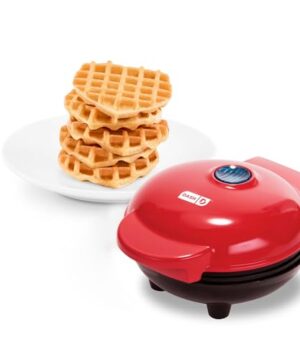 DASH Mini Waffle Maker Machine for Individuals, Paninis, Hash Browns, & Other On the Go Breakfast, Lunch, or Snacks, with Easy to Clean, Non-Stick Sides, Red Heart 4 Inch