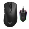 DeLUX M900PRO Wireless Gaming Mouse, 8000Hz Polling Rate, RGB Charging Dock, 63g Ergonomic Design, PAW3395 Sensor with 26000DPI, Programmable Buttons (Black)
