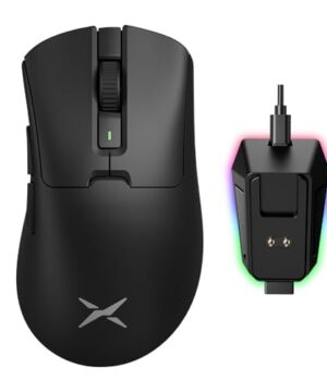 DeLUX M900PRO Wireless Gaming Mouse, 8000Hz Polling Rate, RGB Charging Dock, 63g Ergonomic Design, PAW3395 Sensor with 26000DPI, Programmable Buttons (Black)