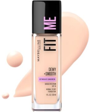 Maybelline Fit Me Dewy + Smooth Liquid Foundation Makeup, Fair Ivory, 1 Count (Packaging May Vary)