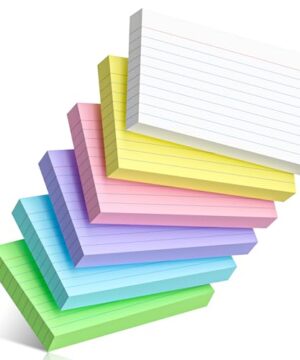 300 Count Colored Index Cards 3 x 5 Inch Ruled Index Cards, Flash Cards College Ruled for School, College, Office and Home Organization, Durable Study To Do List Note Cards with Ruled Lines
