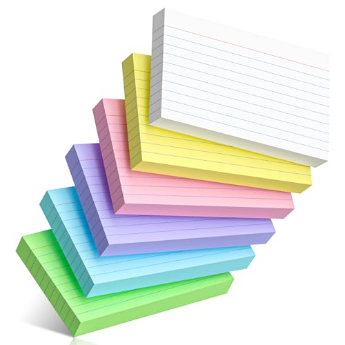 300 Count Colored Index Cards 3 x 5 Inch Ruled Index Cards, Flash Cards College Ruled for School, College, Office and Home Organization, Durable Study To Do List Note Cards with Ruled Lines